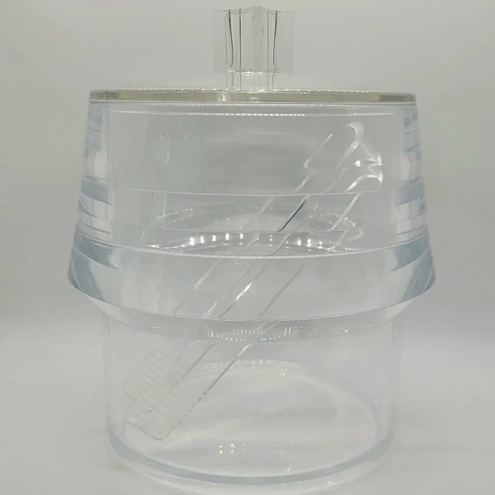 Vintage Mid Century Lucite Ice Bucket, Lid, And Tongs Arch Alfio Di Bella‎ Italy